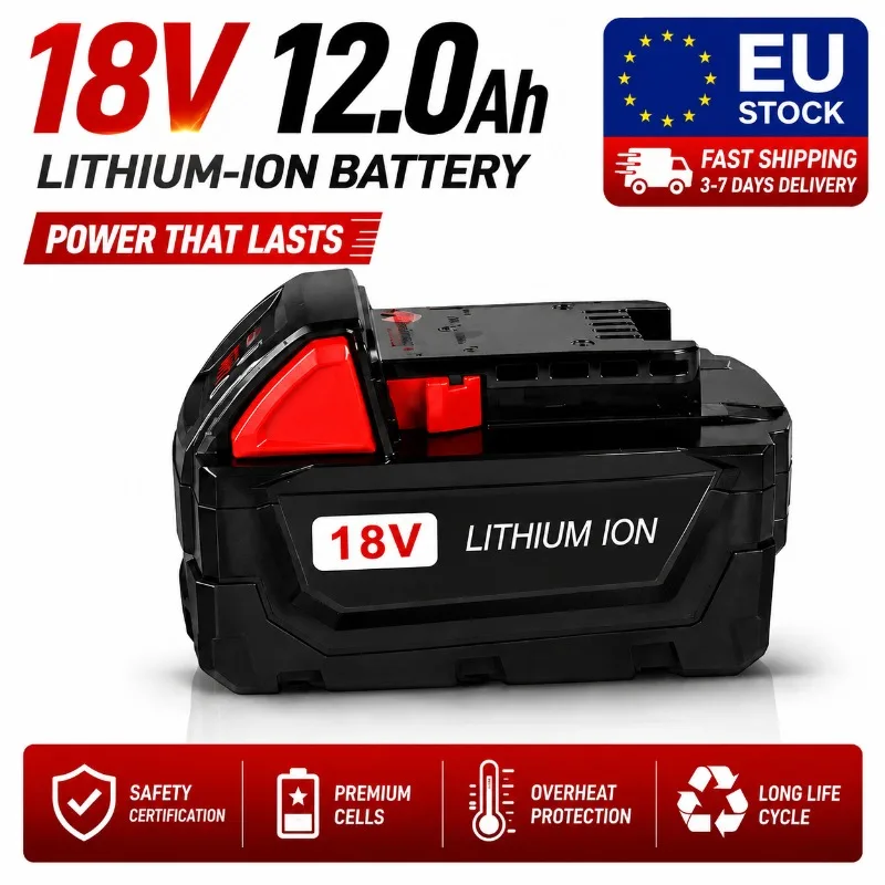 Batterie 18V Li-ion rechargeable 6000mAh 9000mAh 12000mAh Haute puissance, cellules lithium 18650, batterie de remplacement pour outils électriques, affichage LED, batterie longue durée pour outils sans fil, compatible 48-11-1860 48-11-1850 48-11-1840, stock UE en Pologne, livraison rapide.