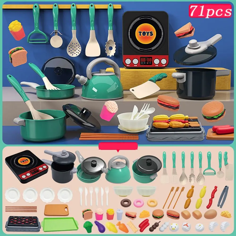 Pretend Play Cozinha Acessórios Conjunto, Finja Comida, Simulação Plástica, Cozinhar Brinquedos, Mini Iluminação