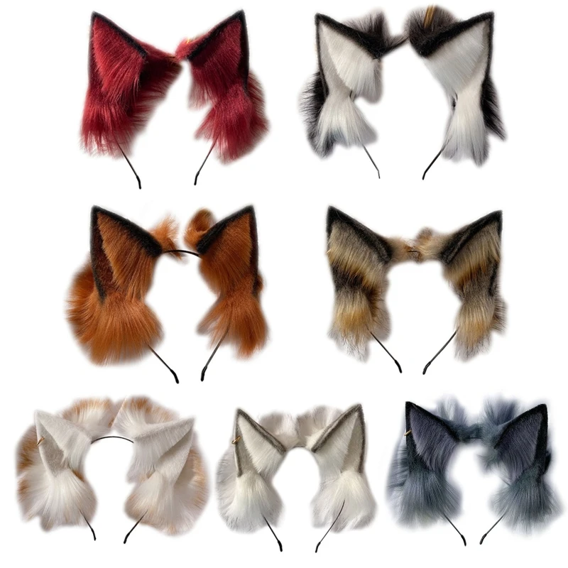 Cosplay Animal Ears Hair Hoop Furry Wolf Ears Headband Easter Party Headwear