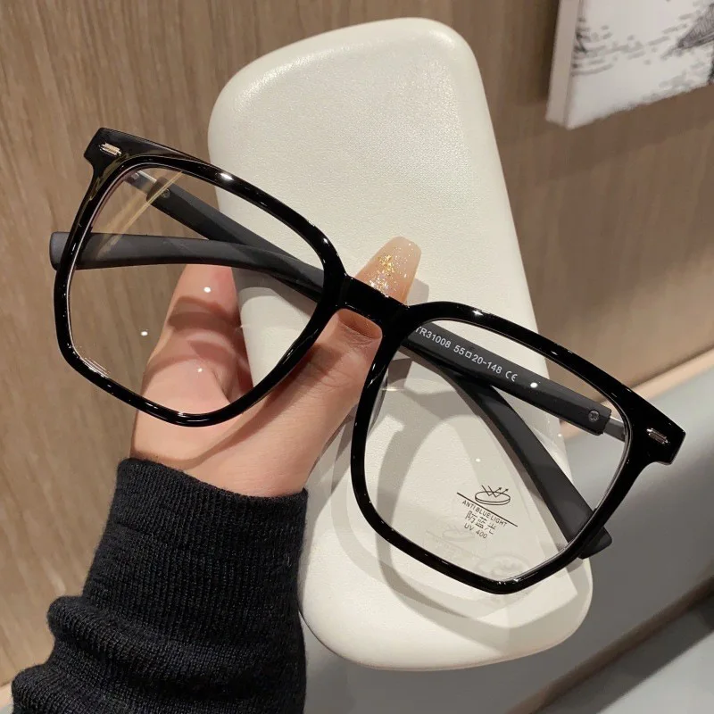 

Толстые очки в черной оправе, женские очки с квадратным лицом для похудения, блокирующие синий свет, ультралегкие модные оптические очки высокого качества