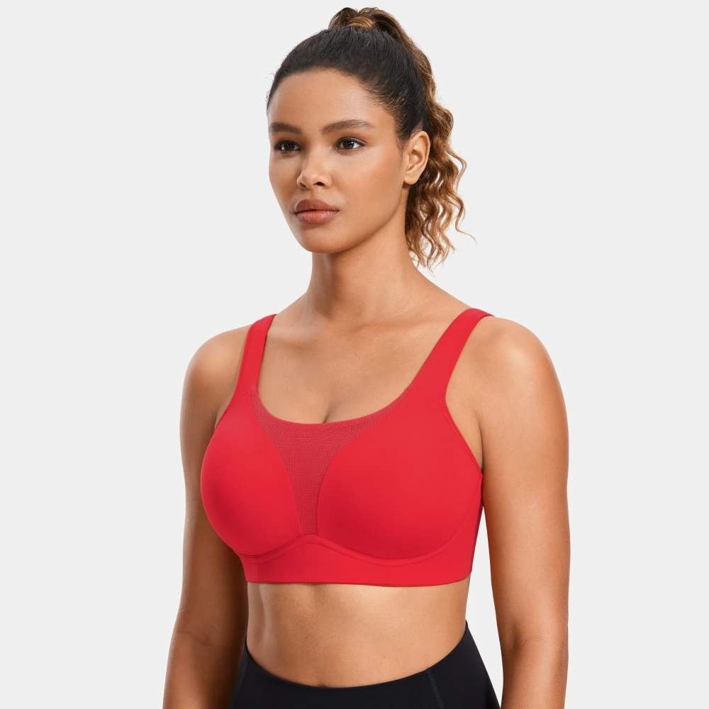 Women Sports Bra High Impact Padded Wireless Supportive Plus Size Solid Shockproof  Workout Fitness Bras Tops Casual