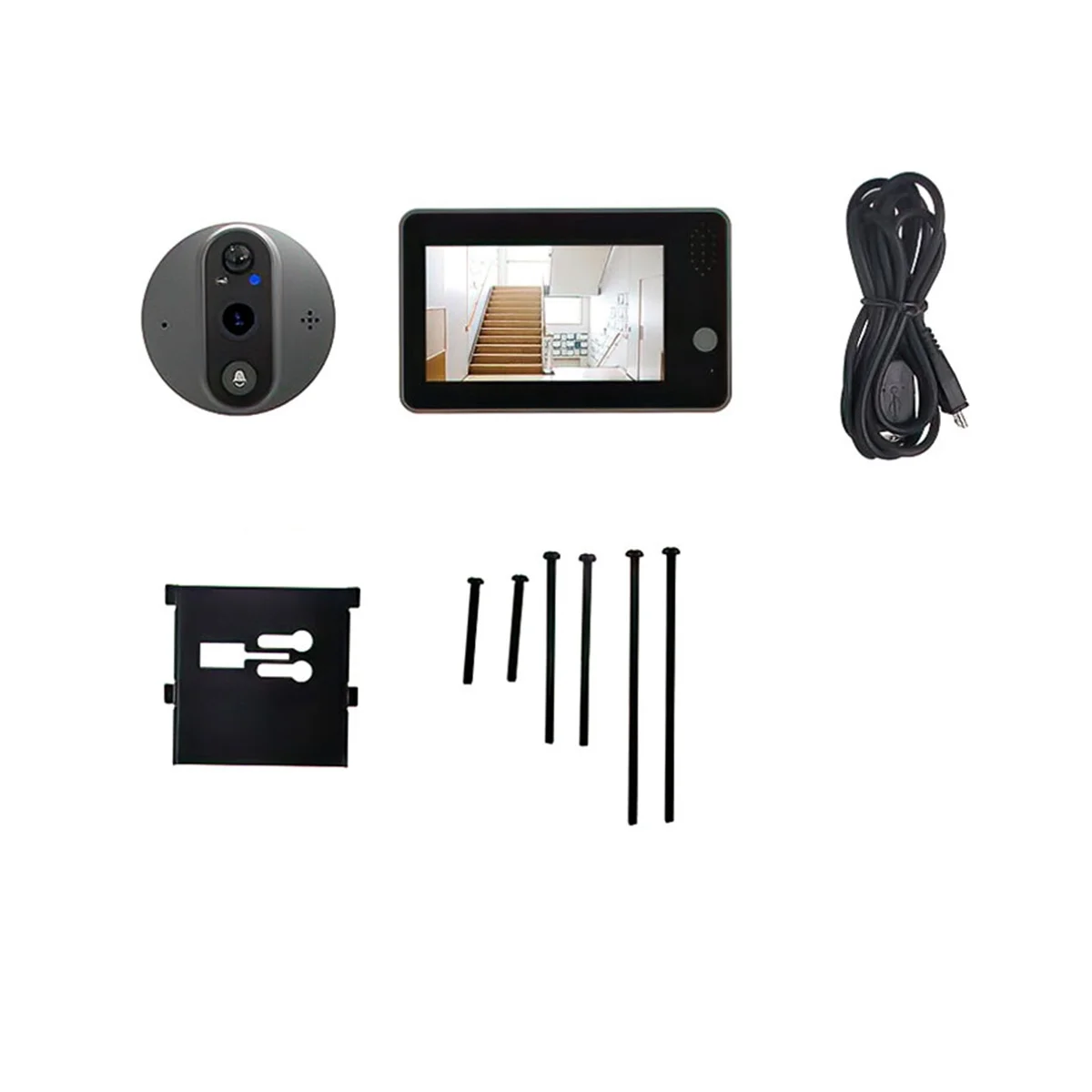 Tuya กริ่งประตูอัจฉริยะ1080P, อุปกรณ์ดูกล้องความปลอดภัยในบ้านสัญญาณเสียงสองทาง4.3In การมองเห็นได้ในเวลากลางคืนวิดีโอ FHD