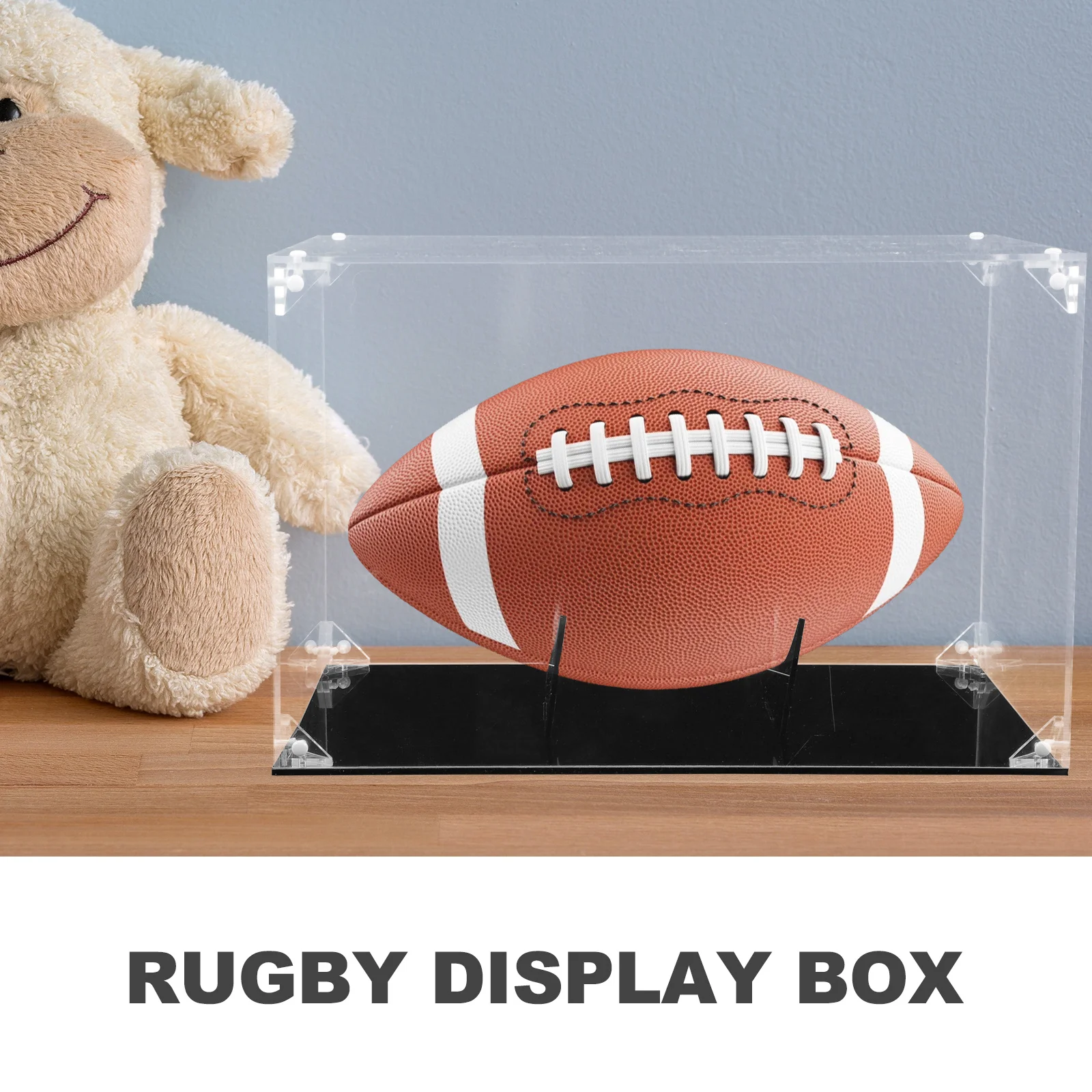 

Rugby Display Box Compact Acrylic Desktop Storage Case Multipurpose Holder for Baseball Rugby Display Acrylic Baseball Case