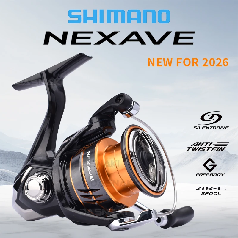 Carrete de Pesca SHIMANO 2026 NEXAVE Silent Drive con Manivela Plegable ANTI-TWIST FINAR-C, Bobina Metálica para Agua Salada/Agua Dulce