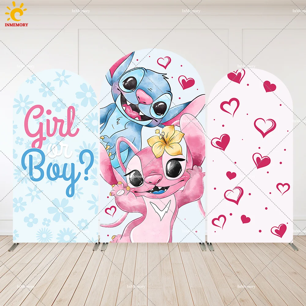 

Baby Shower Party Decoration Boy or Girl Background Photography Gender Reveal Banner Wall Lilo and Stitch Arch Backdrops Cover