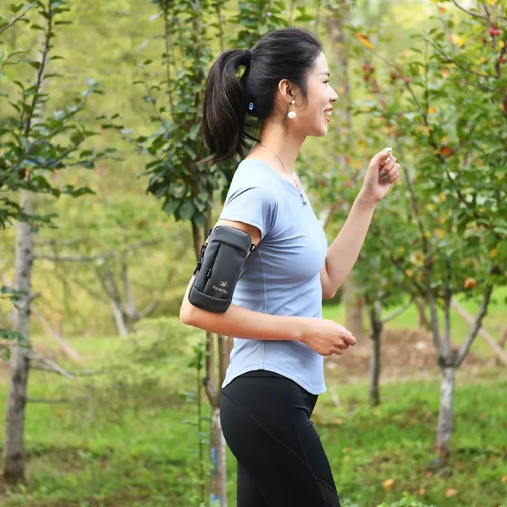 PU 가죽 범용 휴대폰 암밴드 가방, 방수 숄더 스트랩 포함, 야외 러닝 휴대폰 거치대, 헤드폰 잭 패션