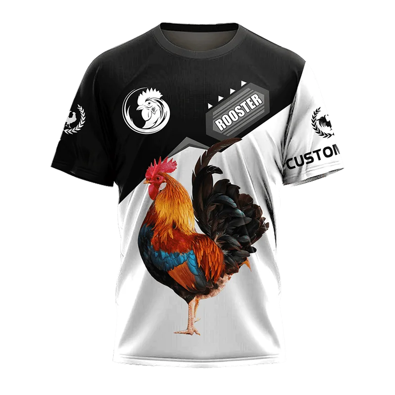 Rooster Graphic Mens T-Shirts for Men Clothing Oversize Tees Shirt 3D Printed Summer Casual Short Sleeve Tops Personality Unisex