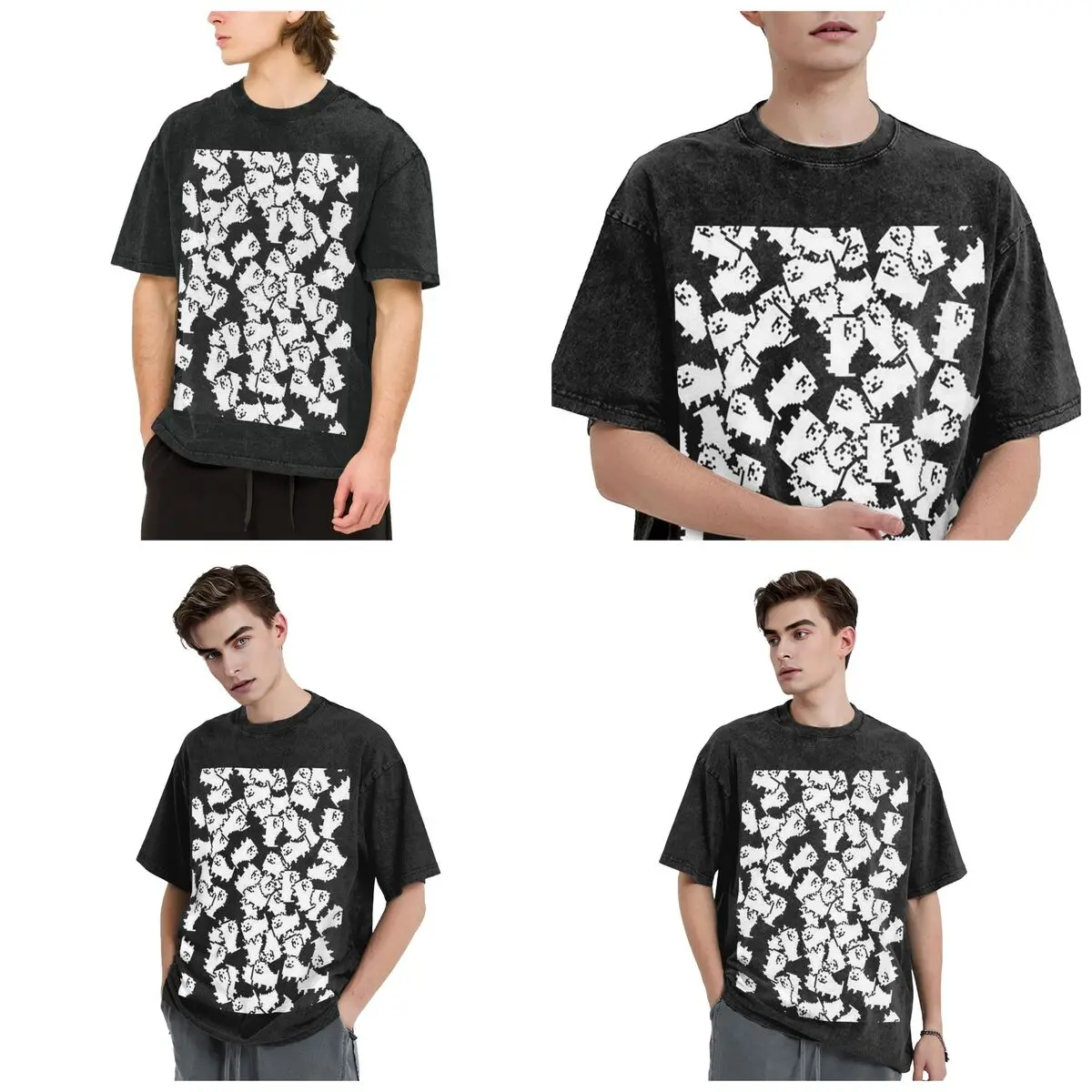 Undertale Annoying Dog Video Game Cute Hip Hop Short Sleeve T-Shirts Washed Tops Tees Streetwear T Shirt Vintage for Men Women
