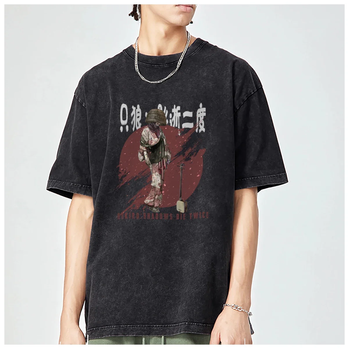 Sekiro Shadows Die Twice Japan game Character Oversized t shirt mens Womens Trendy Fashion Casual Vintage Washed Cotton Tops Y2k