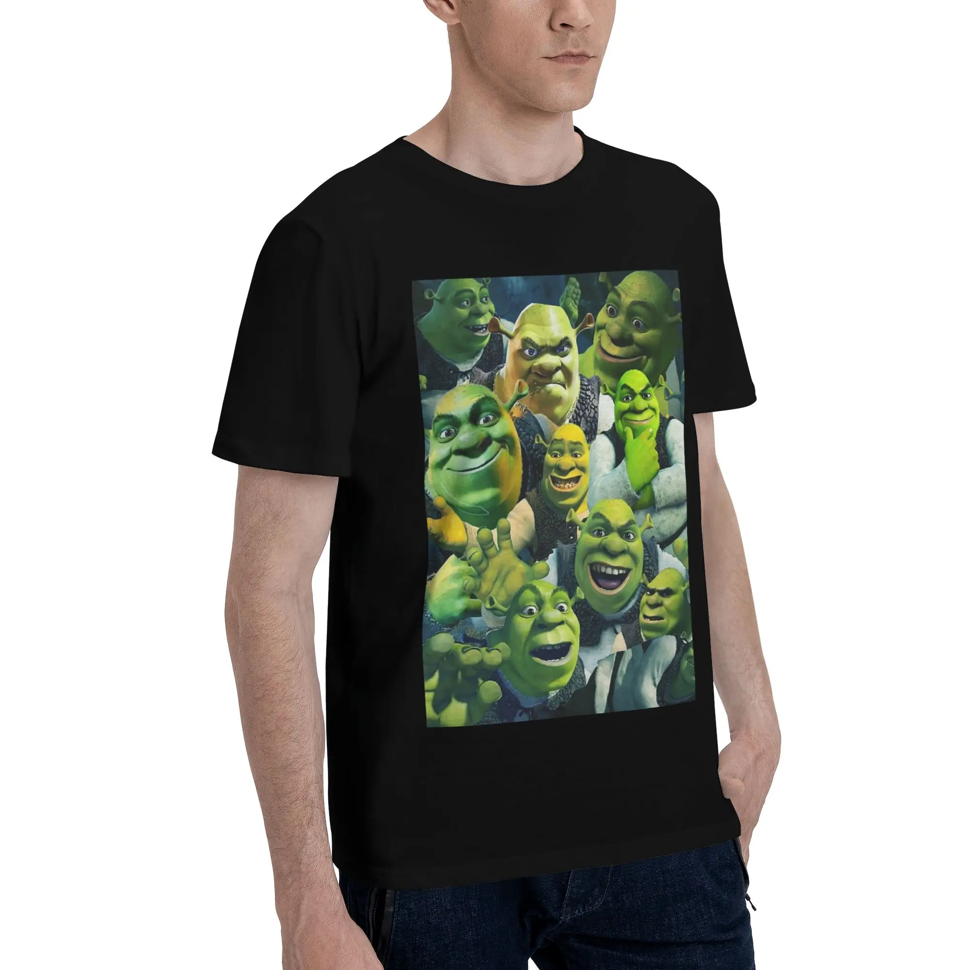 

Shrek collage poster design 2021 Men T-Shirt Oversized T Shirts Men's O-Neck Cotton Tees Short Summer Male