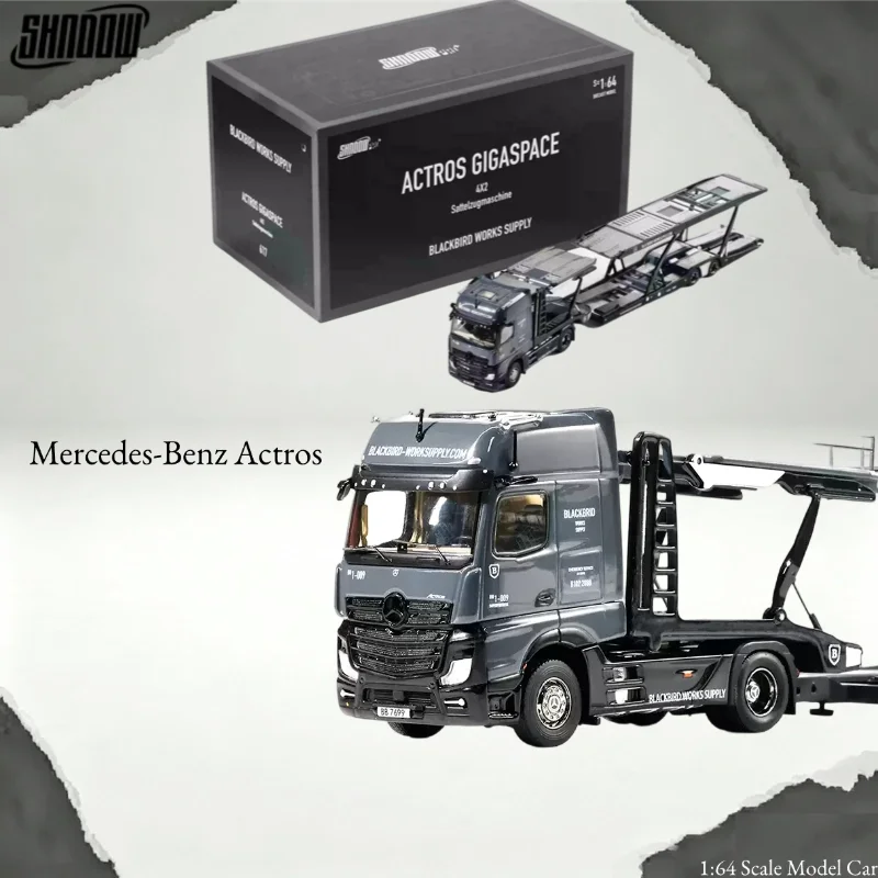 Shadow pro 1:64 Mercedes Actros one drag eight car black bird painted metal die-casting model,holiday gift,collection decoration