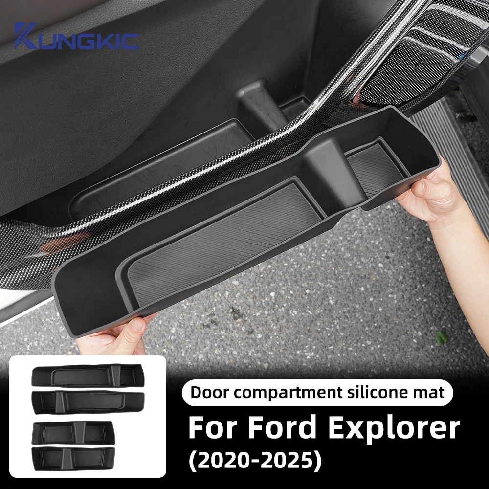 Para Ford Explorer 2020-2025, Alfombrillas de Silicona para Bolsillos de Puertas Delanteras y Traseras, 4 Piezas, Antideslizantes, Accesorios de Modificación para Interior de Vehículo