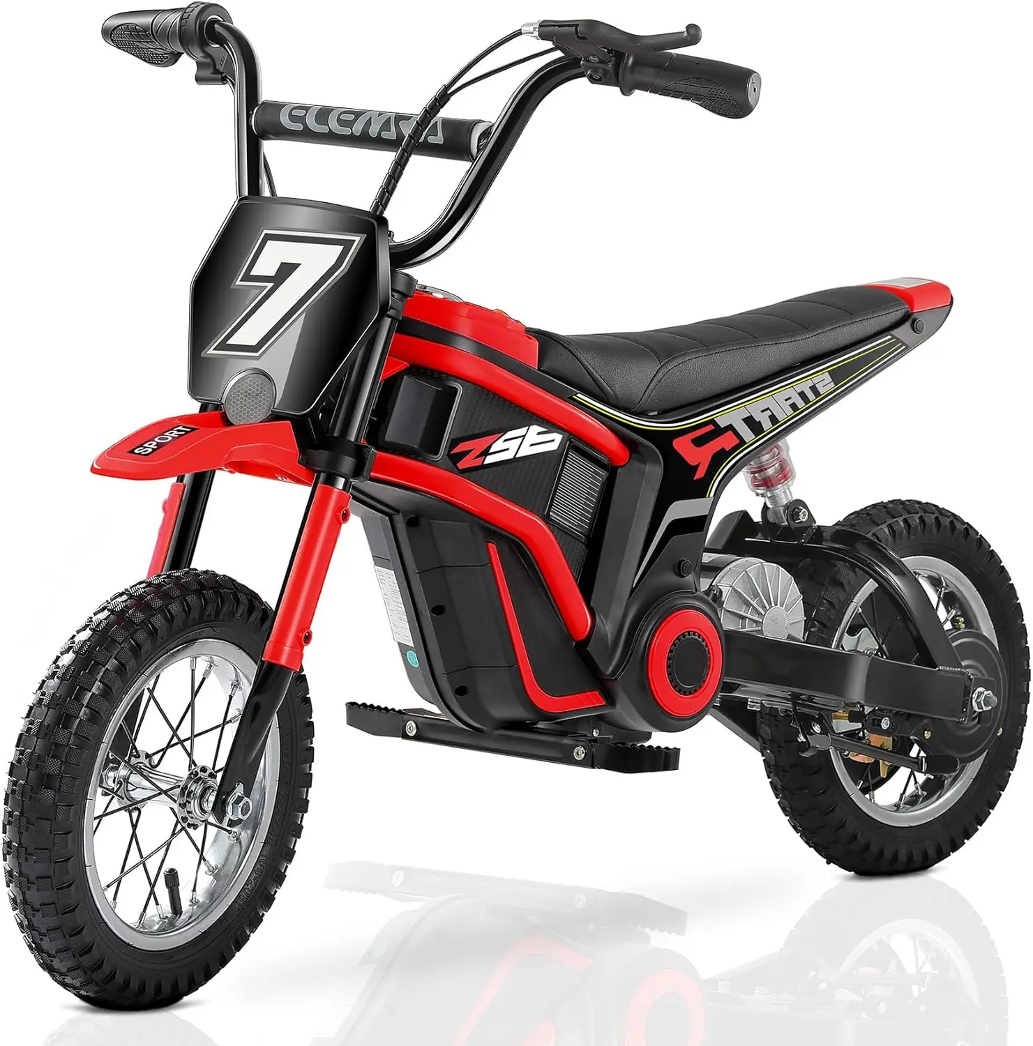 

Electric Dirt Bike for Kids, 15.5mph, 350W, Music & Bluetooth, Chain-Driven, Twist Grip, Rear Brake, 12' Air-Filled Tires - Red