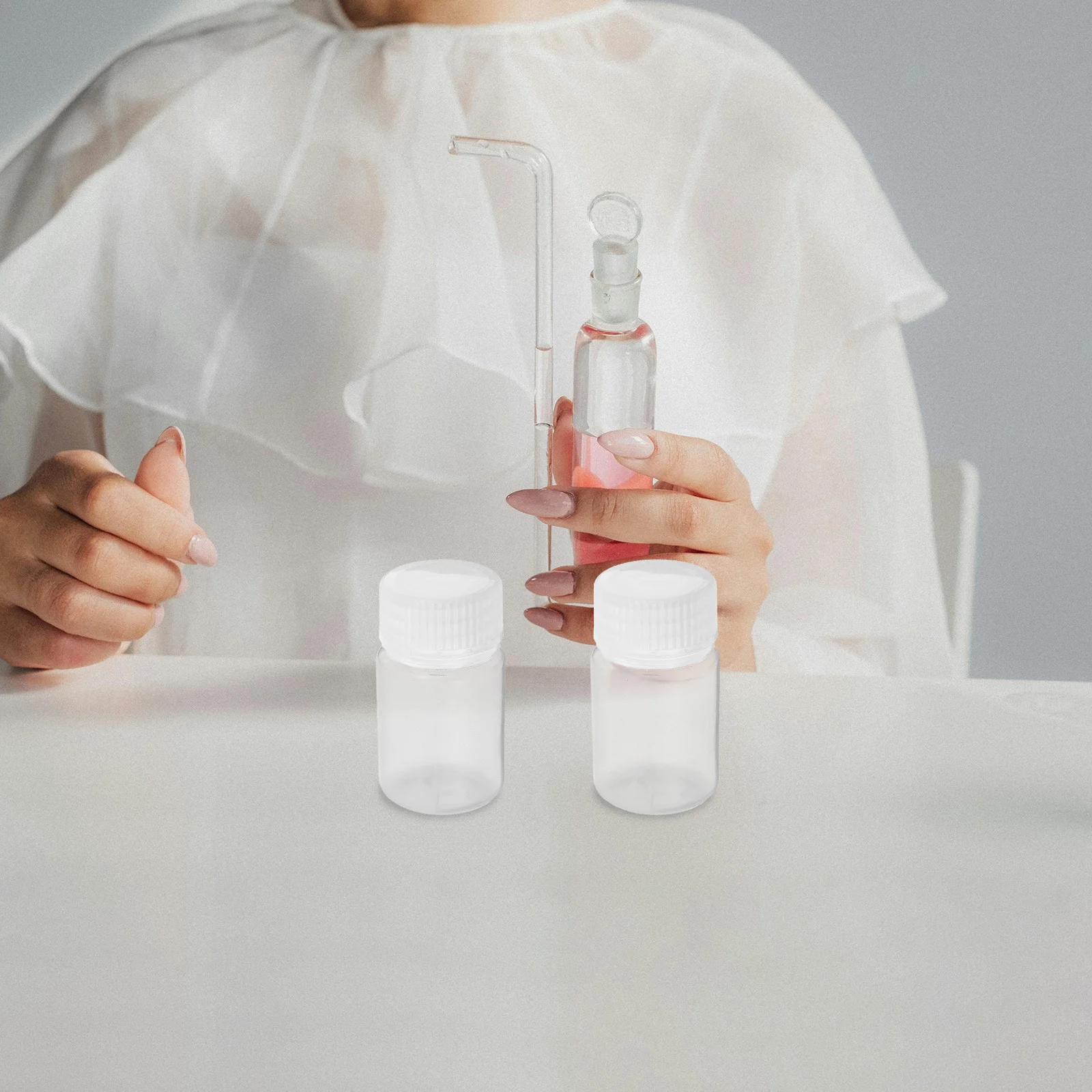 

10pcs High Temperature Resistant Reagent Bottles Transparent Clear Lab Sample Containers Secure Screw Caps For Laboratory