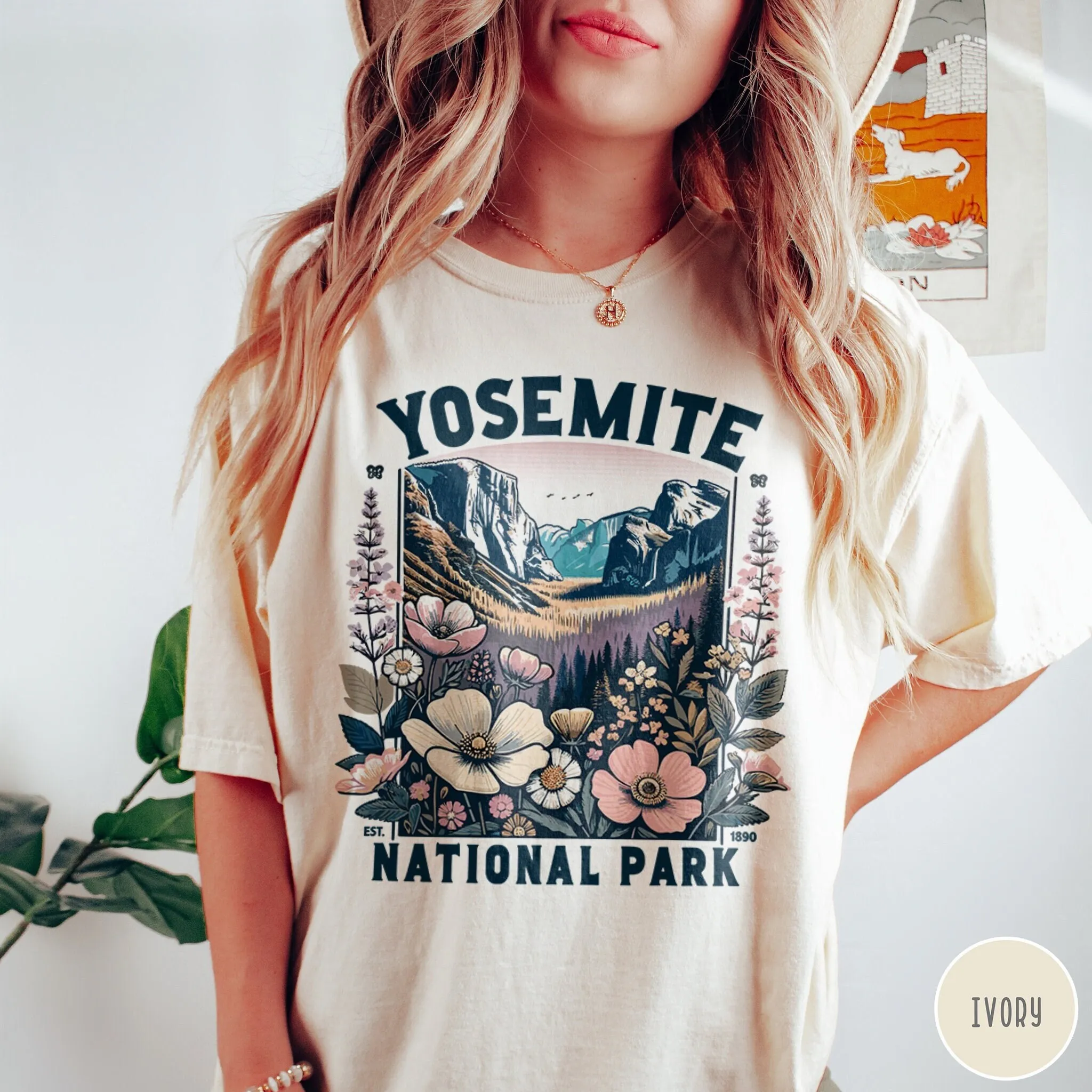 Yosemite Wildflower T Shirt Floral Spring Crewneck National Park California Traveler Hiking For Her Granola Girl