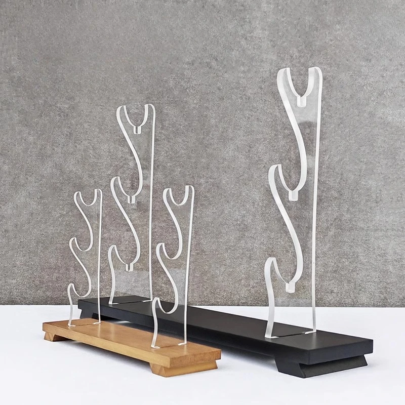 

Modern Wood Base with Clear Acrylic Katana Sword Stand Display Holder Rack for Samurai Martial Arts Decorative Blades Collection
