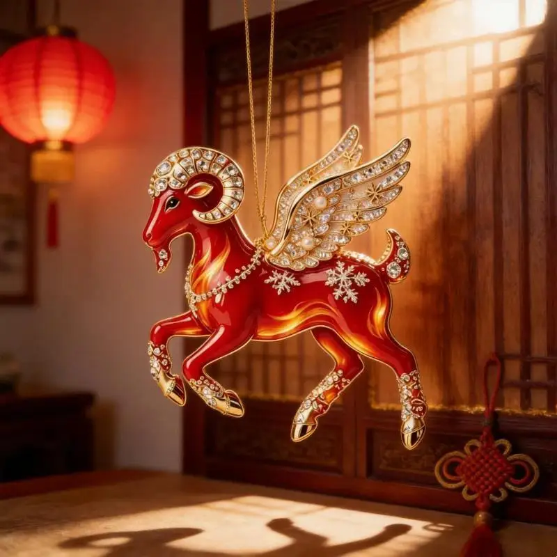 2D Acrylic Goat Hanging Ornament With Cute Animal Sheep Hanging Ornaments For Lunar New Year Home Decoration Festive Displays