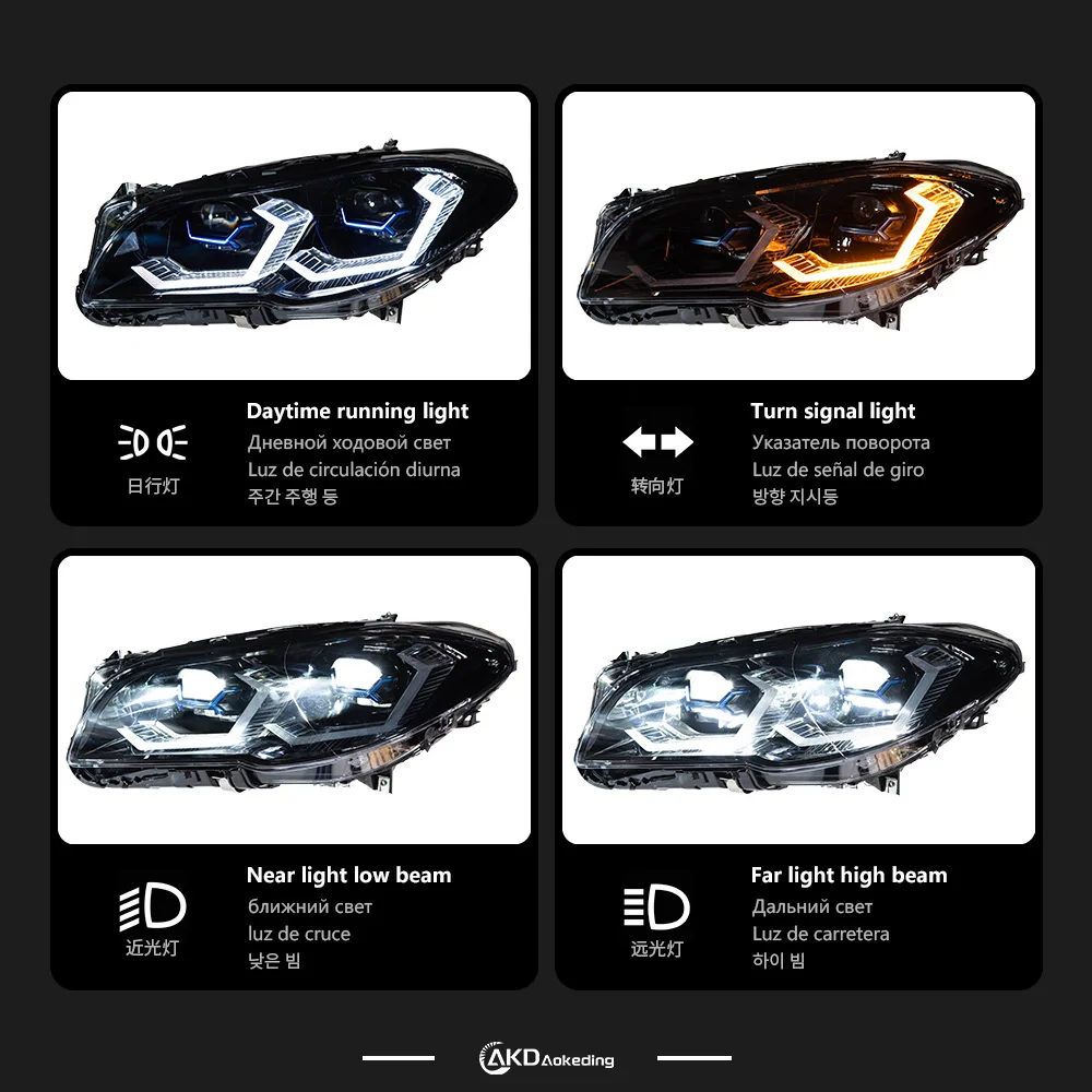 Car Lights for BMW F10 F18 2011-2017 5 Series 520i 530i LED Auto Headlight Assembly Upgrade High Configure Design Accessories