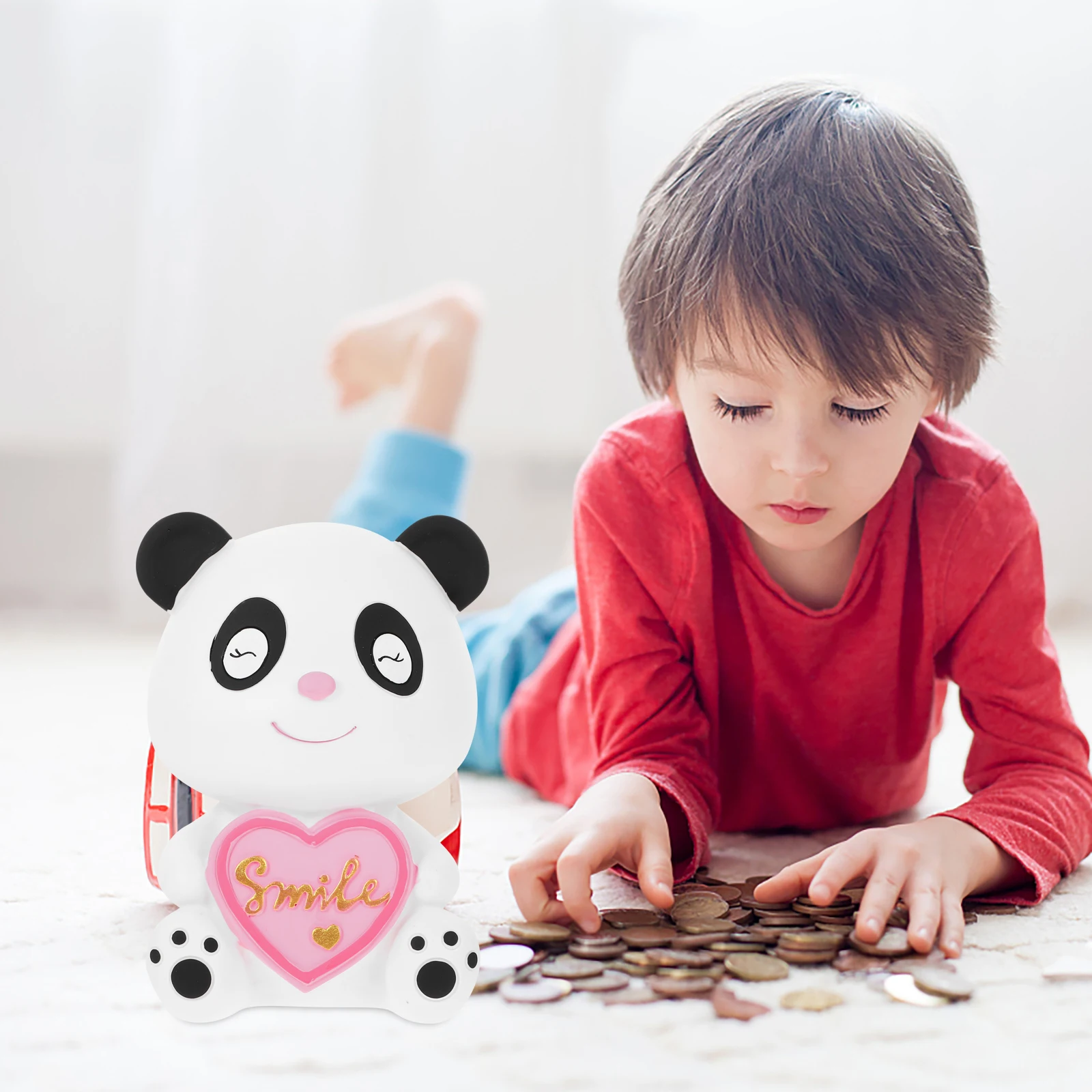 

1pc Cute Panda Shaped Money Vinyl Coin Jar Desktop Ornament Piggy Bank Safe Animal Shape Novelty Coin Bank Gift Home Saving Box