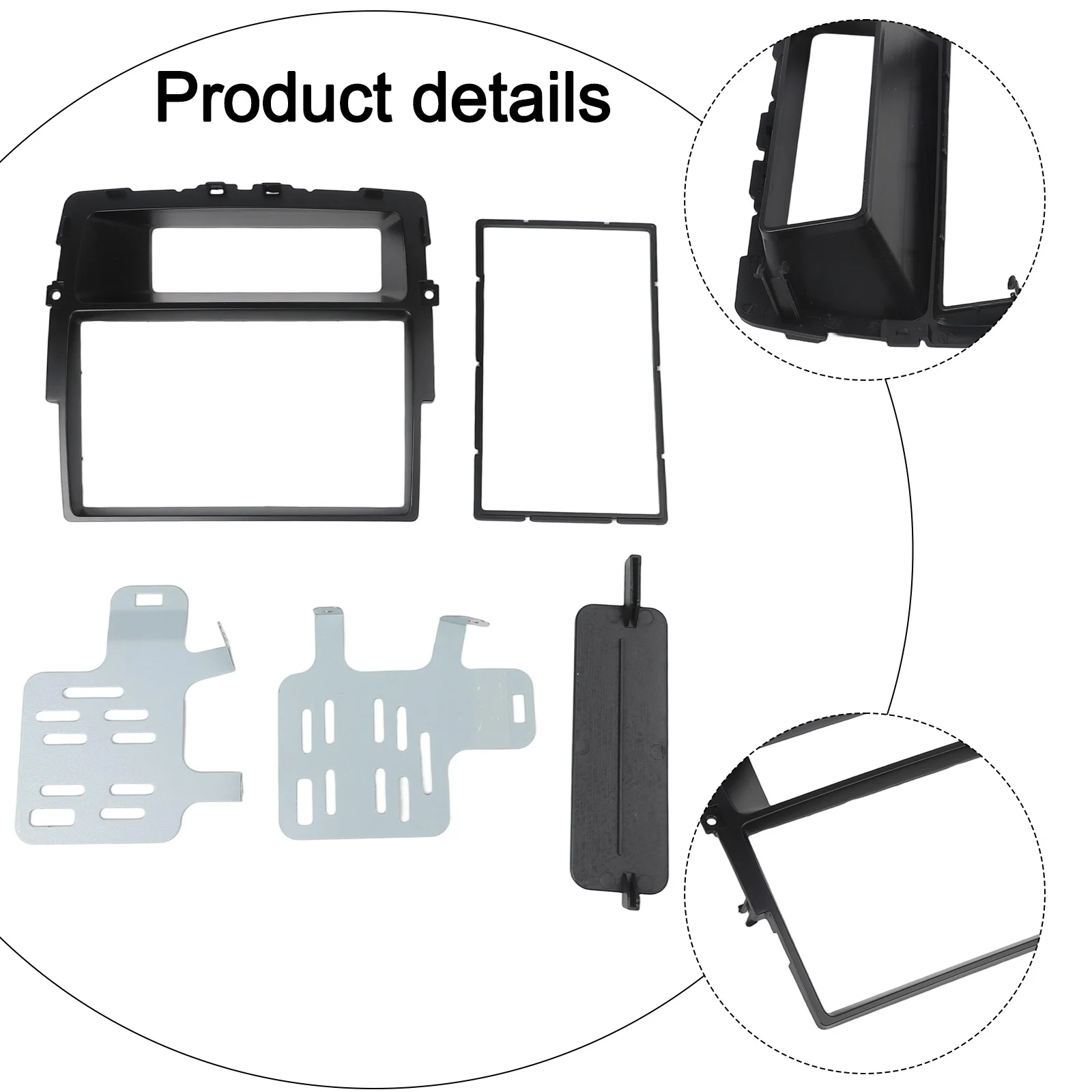 

Double Din Adapter 2Din Fascia Car Interior Upgrade Comprehensive Installation Kit Modern Aesthetic Upgrade Black