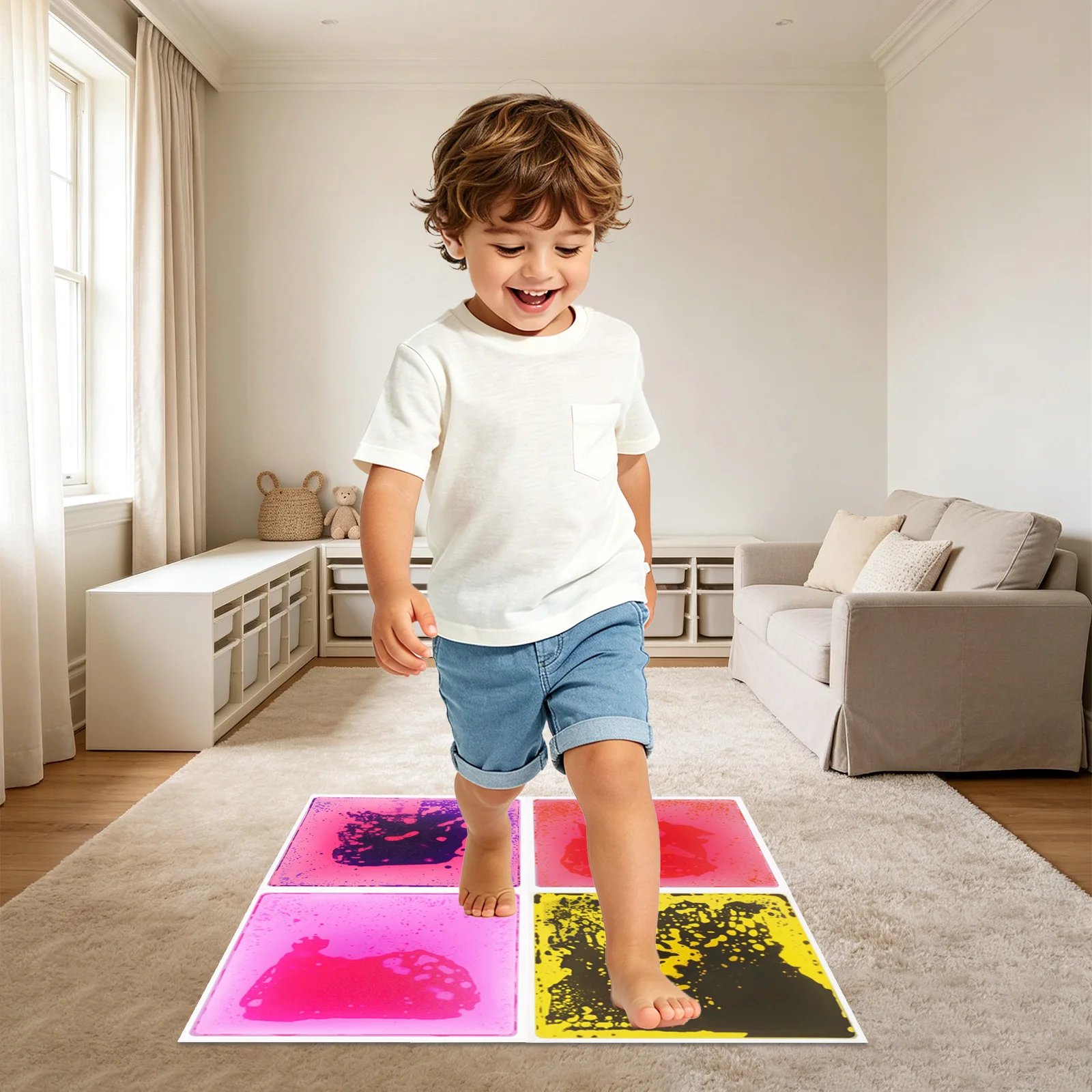 Sensory Classroom Must Haves Floor Sensory Toys Liquid Sensory Tiles Non‑slip Waterproof Sensory Play Mat