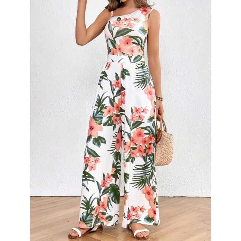 

Summer New Style Elegant Casual Floral Comfortable Loose Jumpsuit