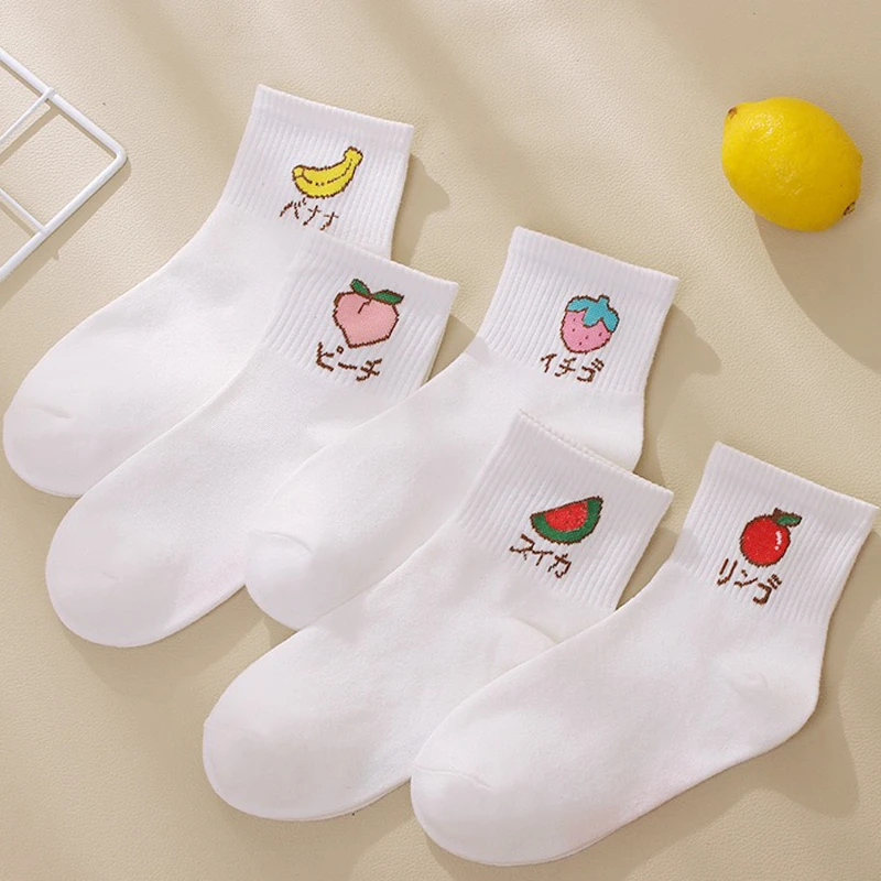 Chaussettes tube de fruits printemps et été, 600, 5 paires