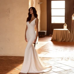 LoveDress Boho V-Neck Wedding Dress Sleeveless Illusion Backless Spandex Sexy Mermaid Bride Gown Button Train Vestido Customized