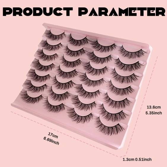 14 زوجًا من الرموش الصناعية، رموش من جلد المنك المقلد ثلاثية الأبعاد مقاس 14 مم، مظهر طبيعي، عيون قطة رقيقة، مجموعة رموش رفيعة