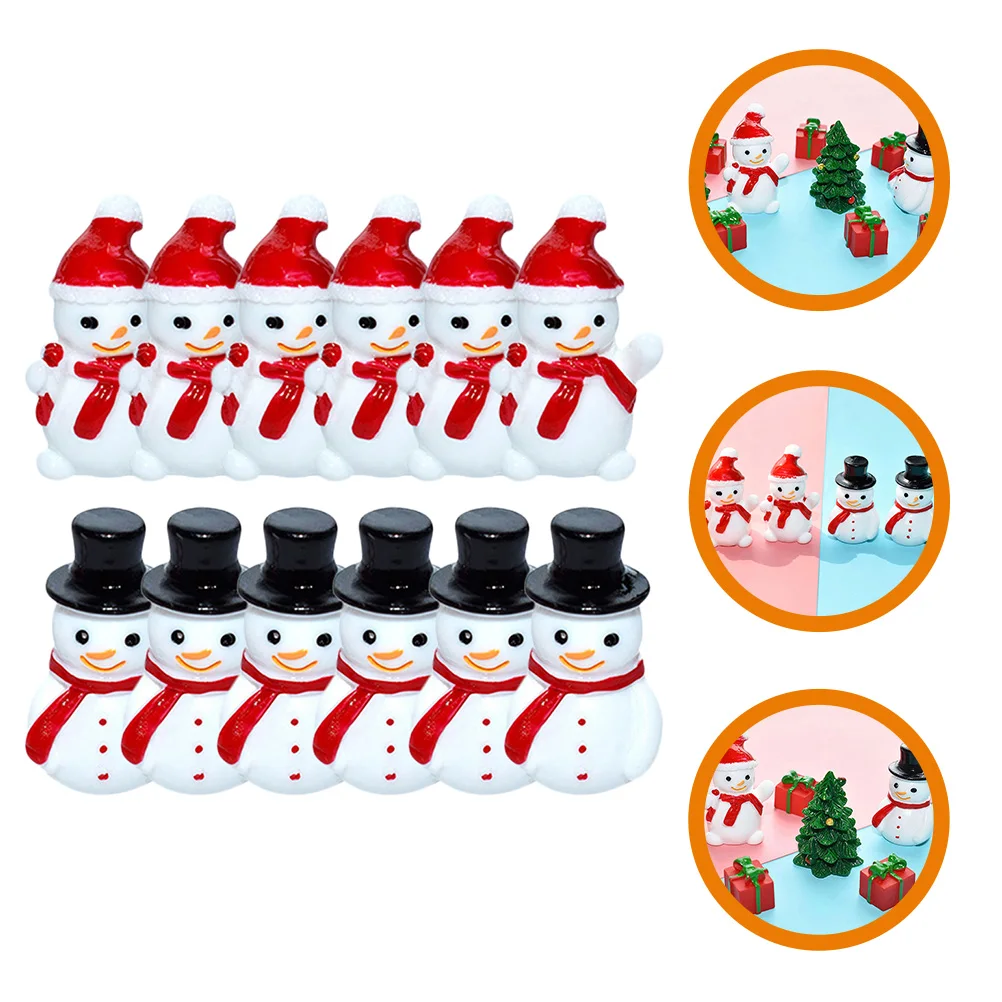 

40 Pcs Bulk Mini Snowman Miniature Sculpture Christmas Decor Resin Miniatures s