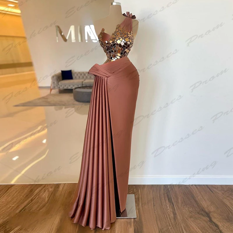 Sexy Backless Evening Dresses Women Simple Slimming Satin Fashion Mermaid Off Shoulder Sleeveless Customized Party Prom Gowns