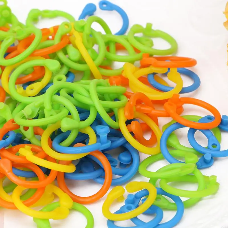

24TD 100Pcs Colorful Knitting Stitch Markers Crochet Locking Tool Craft Ring Marker