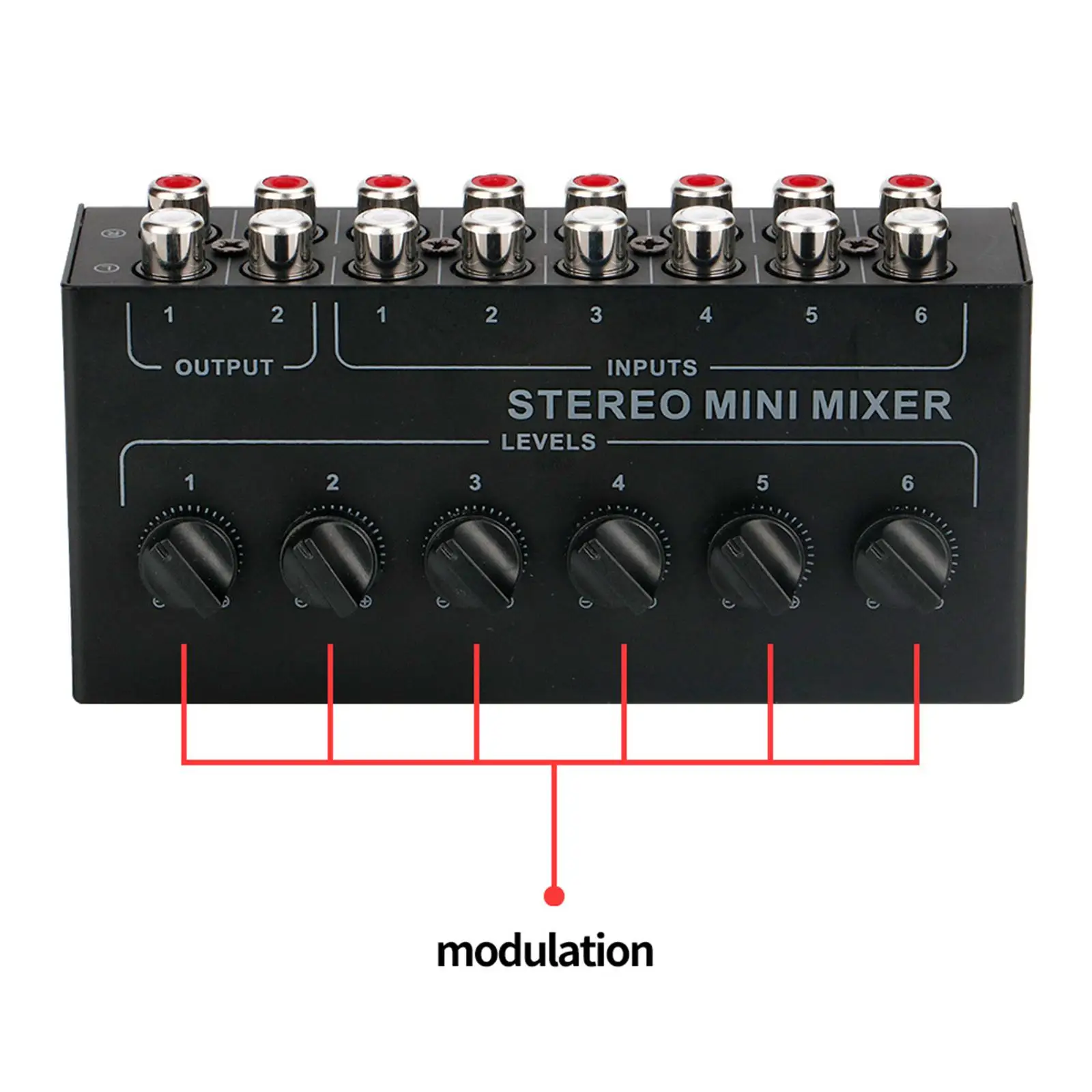 6 Channel Audio Mixer Small Mixer Portable for Broadcast Stage Recording