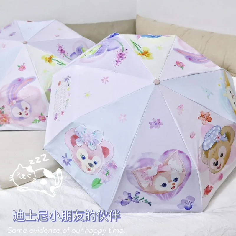 New Cartoon Kawaii LinaBell StellaLou Olu Mel ShellieMay Fully Automatic Umbrella Disney Anti-UV Portable Folding Umbrella Gift