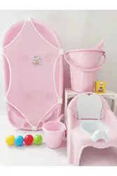 Juego de baño rosa para bebé, paquete de 5