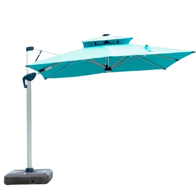 Solar Umbrella Portable Table with Fan Red Blue Umbrella Green Yellow Umbrella Automatic Novelty