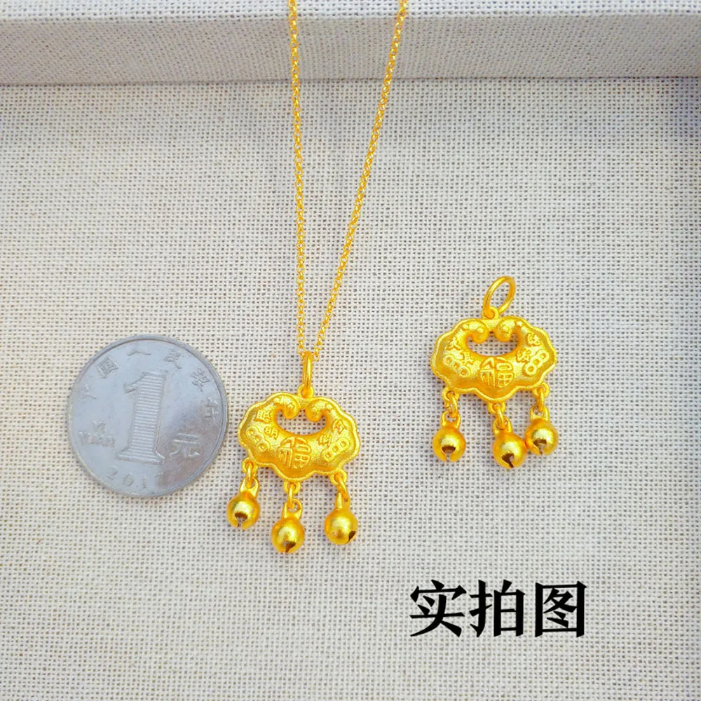 

24-каратное золото AU999 Полое ожерелье с замком Fortune Baby Lock — Smart Lively Значительный стиль, Невинный дизайн, Выбор подарков для новорожденных