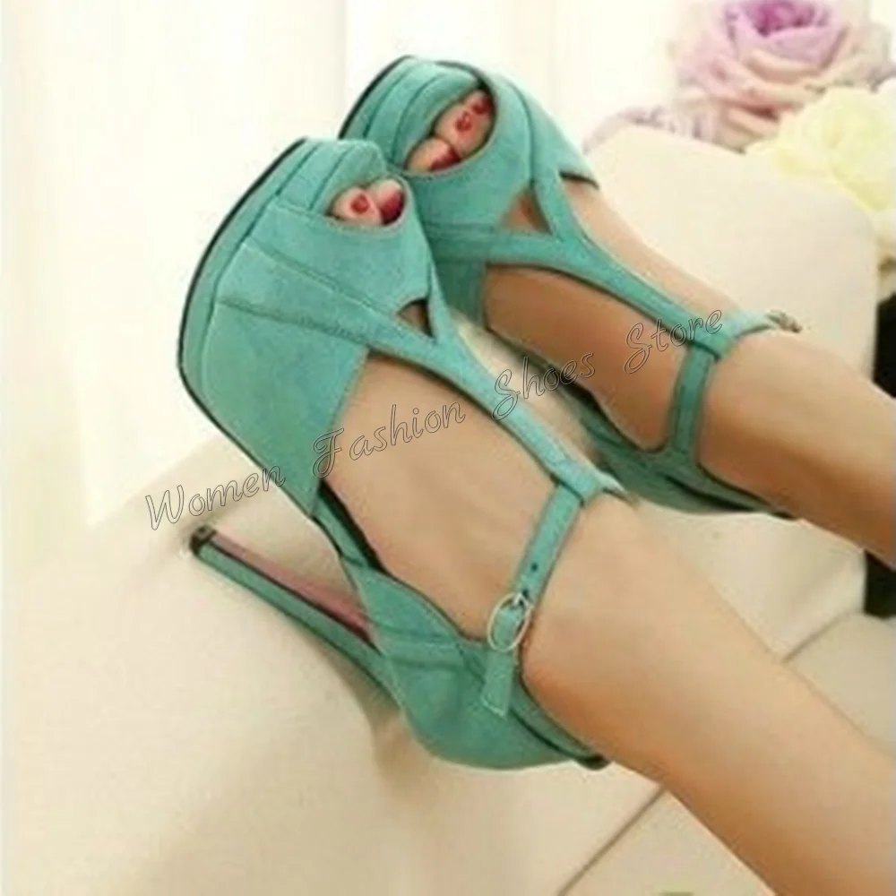 Blue Peep Toe Cut Out Sandals Stilettos High Heels Ankle Buckle High Heel Shoes for Women Heels 2024 New Zapatos Para Mujere