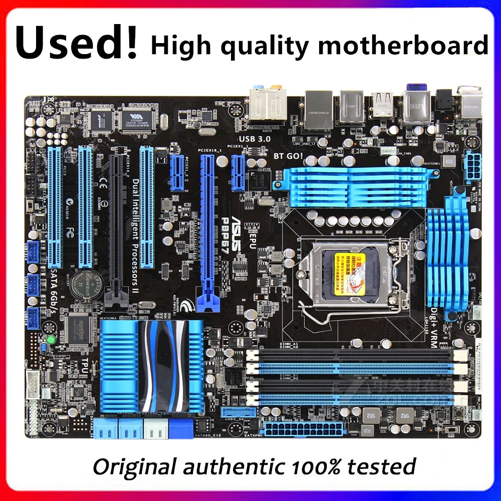 

For ASUS P8P67 Computer Motherboard LGA 1155 DDR3 For Intel P67 P8P67 Desktop Mainboard SATA II PCI-E X16 Used