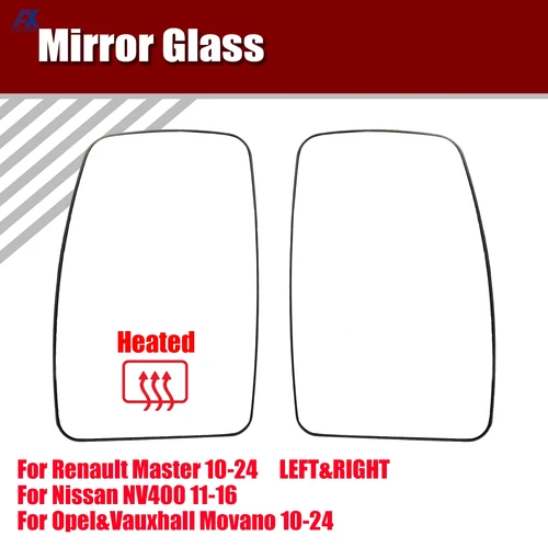 Imagen 1 del producto Reemplazo de cristal de espejo lateral calefactable para Renault Master 2010 - 2024 para Nissan NV400 2012 - 2022 para Movano 2010 - 2021