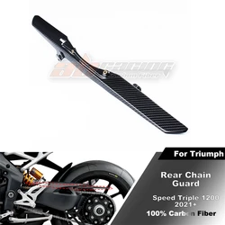Rear Chain Guard Protection Mud Cover Trim Fairing For Triumph Speed Triple 1200 2021+ Full Carbon Fiber 100%