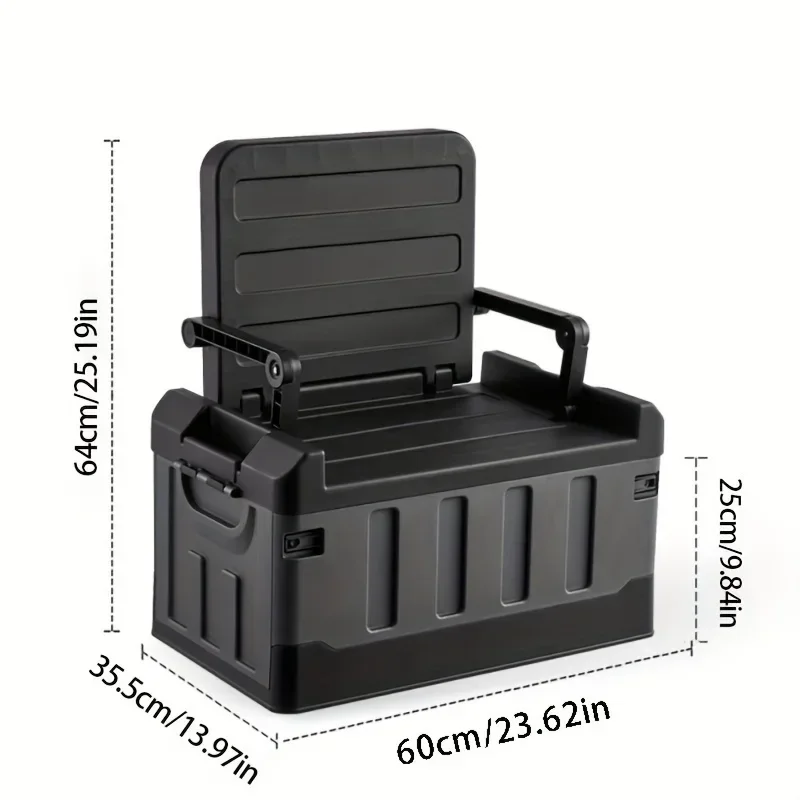 Versatile Foldable Car Storage Box - Large Capacity for Clothes, Toys & Camping Gear, Durable Plastic, Compatible