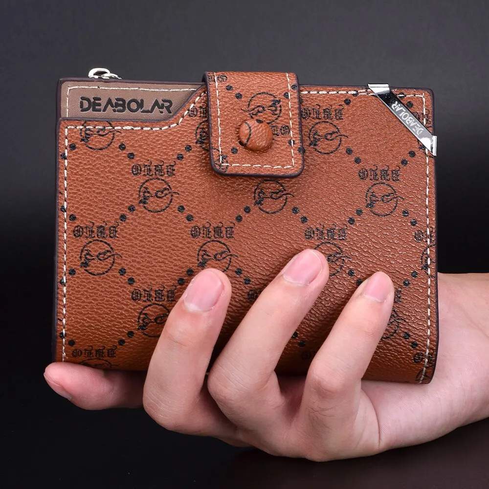 New Old Flower Multifunctional Wallet Men\'s Short Vertical Buckle Zipper Retro Wallet