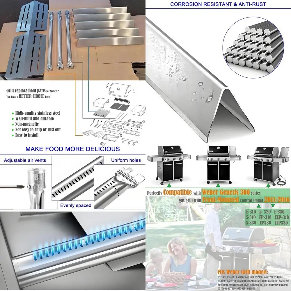

Weber Genesis 300 Series Grill Replacement Parts: 17.5 Flavorizer Bars, Heat Deflector, Burner Tube