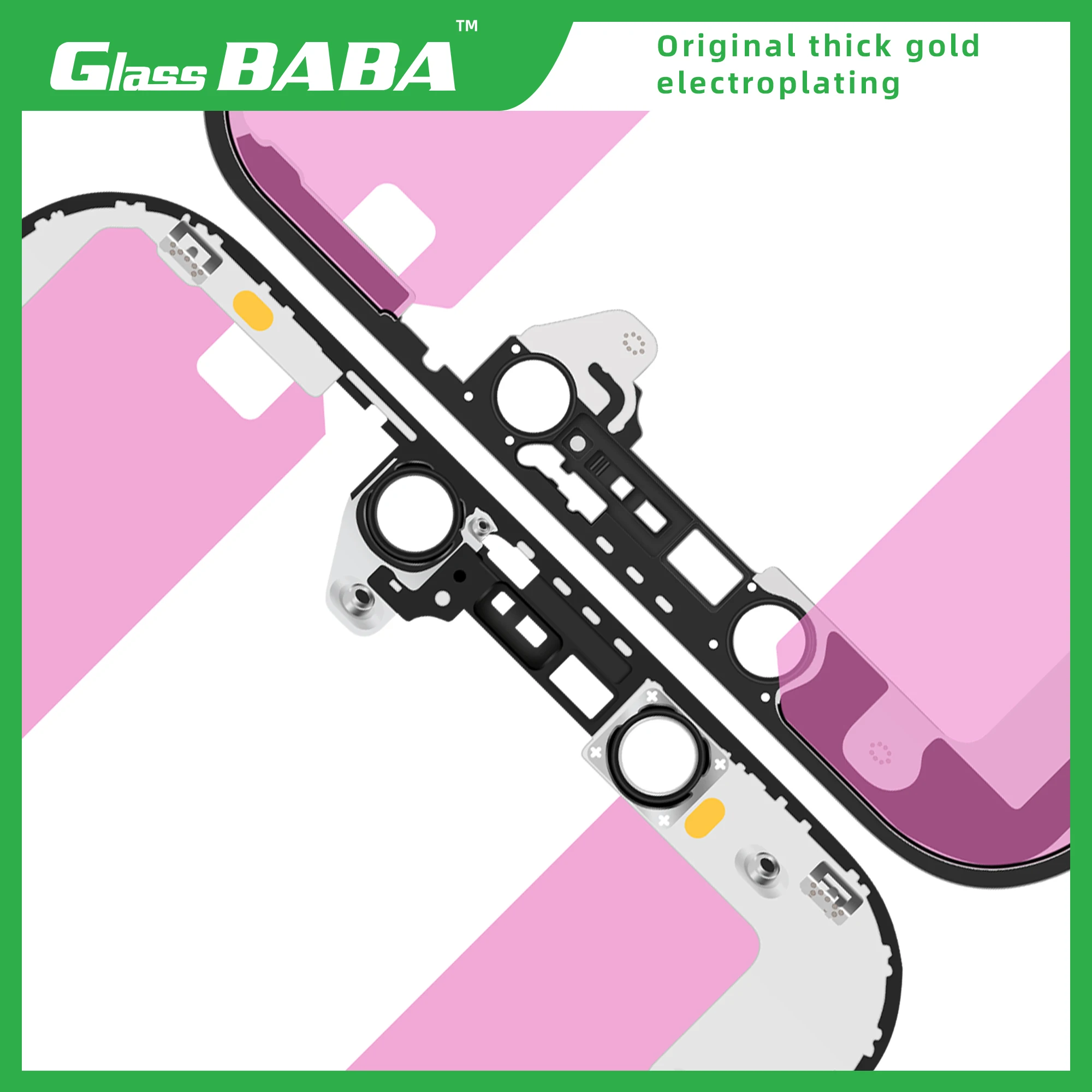 10 قطعة زجاج BABA G + OCA Pro لـ 16 إطار إطار أمامي عالي الجودة مع شريط لاصق لهاتف iPhone X Xs 11 12 13 Mini 14 15 Pro Max