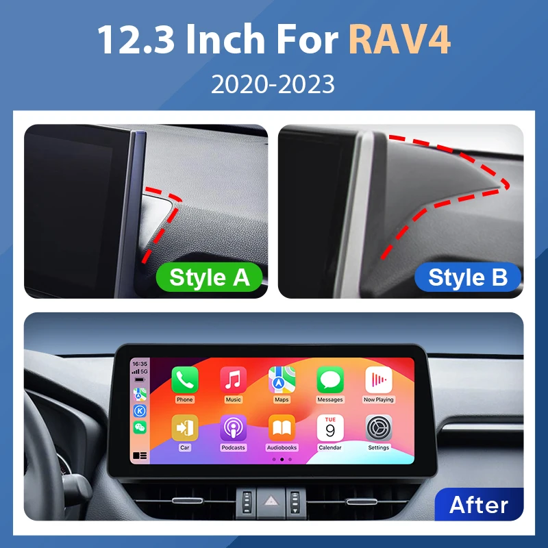 Ainavi 12.3 Inch For Toyota RAV4 RAV 4 2019-2023 Wireless Carplay Android Auto Radio Car Multimedia Player