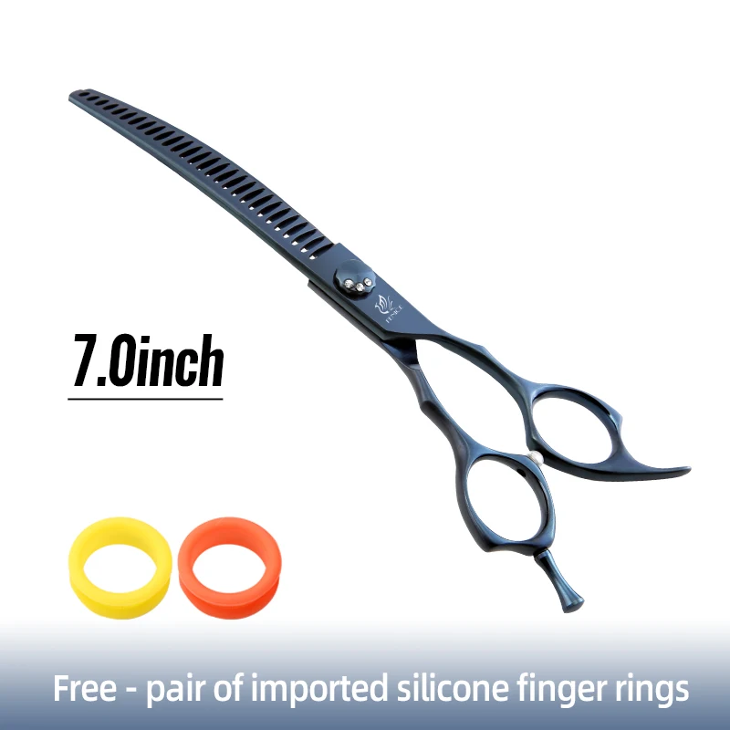 Fenice High-end 7,25 inch professionele hondentrimmerschaar, gebogen uitdun- en chunkerschaar voor hondentrimmers.