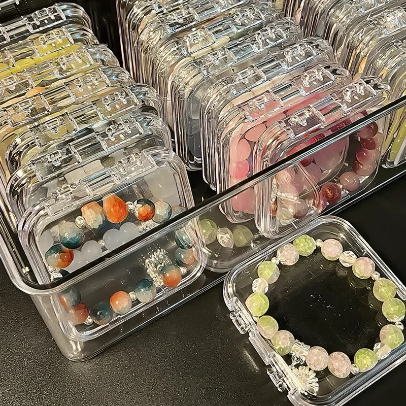 50/1Pcs Press-on Nail Storage Box Acrylic Transparent Container Jewelry Earring Rings Bracelet Boxes Nail Display Packaging Case