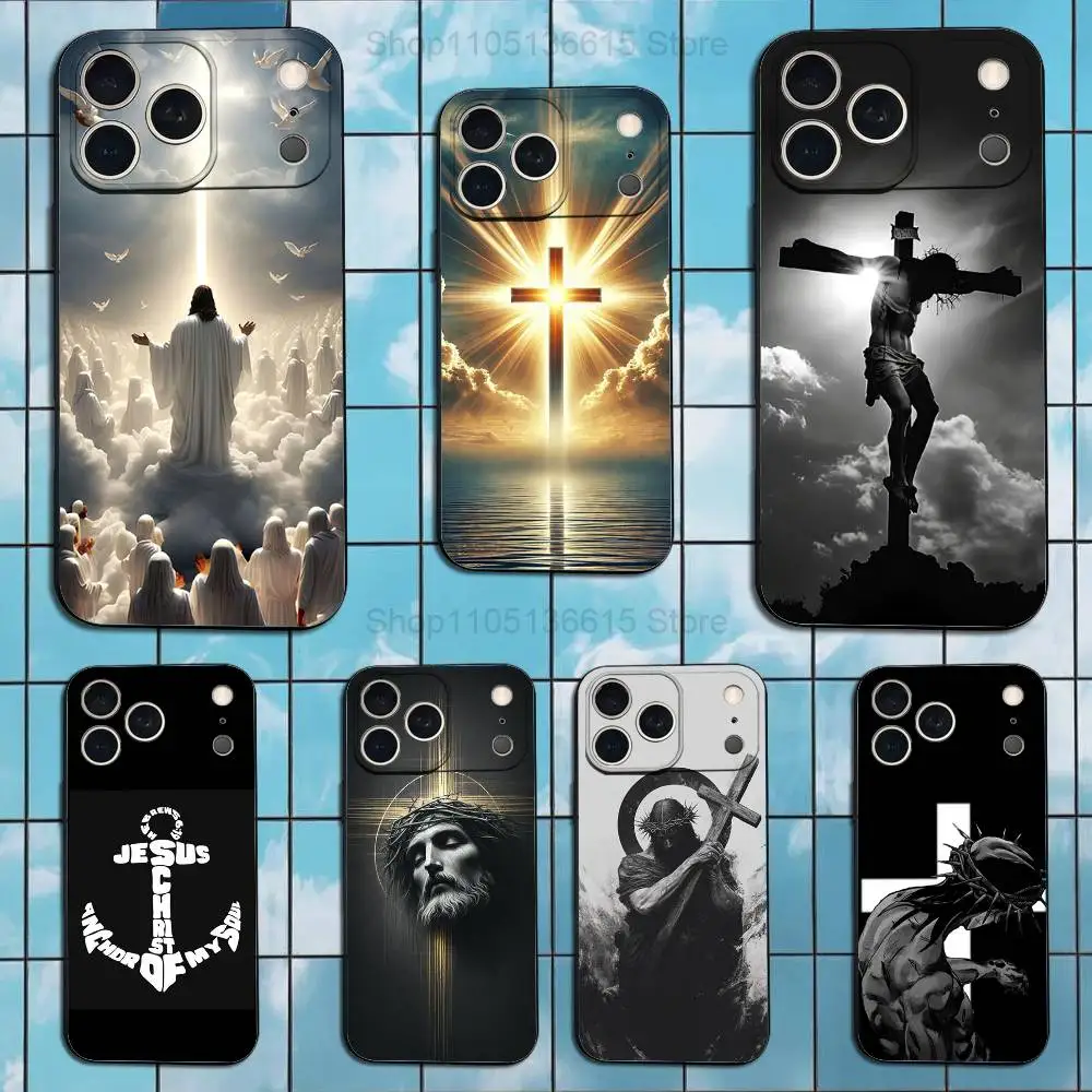 

Christian Faith Jesus Case For iPhone 15,16,12,14,17,13,11,Plus,Pro Max,8,7,XR,SE,XS,X,Mini,Soft Silicone Black