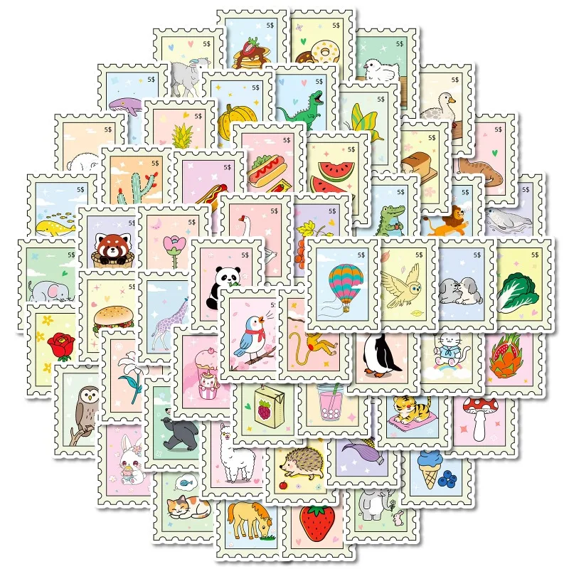56 ชิ้นการ์ตูนแสตมป์ส่วนบุคคลสร้างสรรค์เส้นขยุกขยิกสติกเกอร์ตกแต่ง